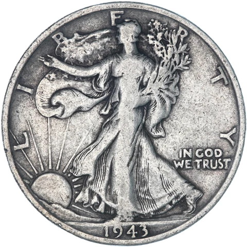 1943 S Walking Liberty Half Dollar 90% Silver Fine FN Cover