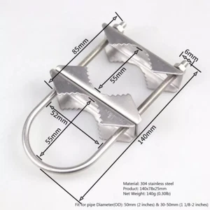 2 Sets of Mast Clamps 304 Steel Double Antenna Heavy Duty Mounting Bracket Kit - Picture 1 of 3