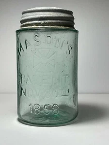 Antique 1858 Nov30th  Mason's Pint Canning Jar # 26 - Picture 1 of 10