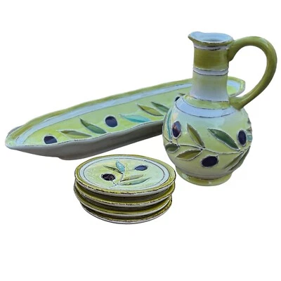 Juego de Servidor de Aperitivos Cerámicos CERTIFICADO INTERNACIONAL Rama de Hojas de Olivo Foto 1 de 4