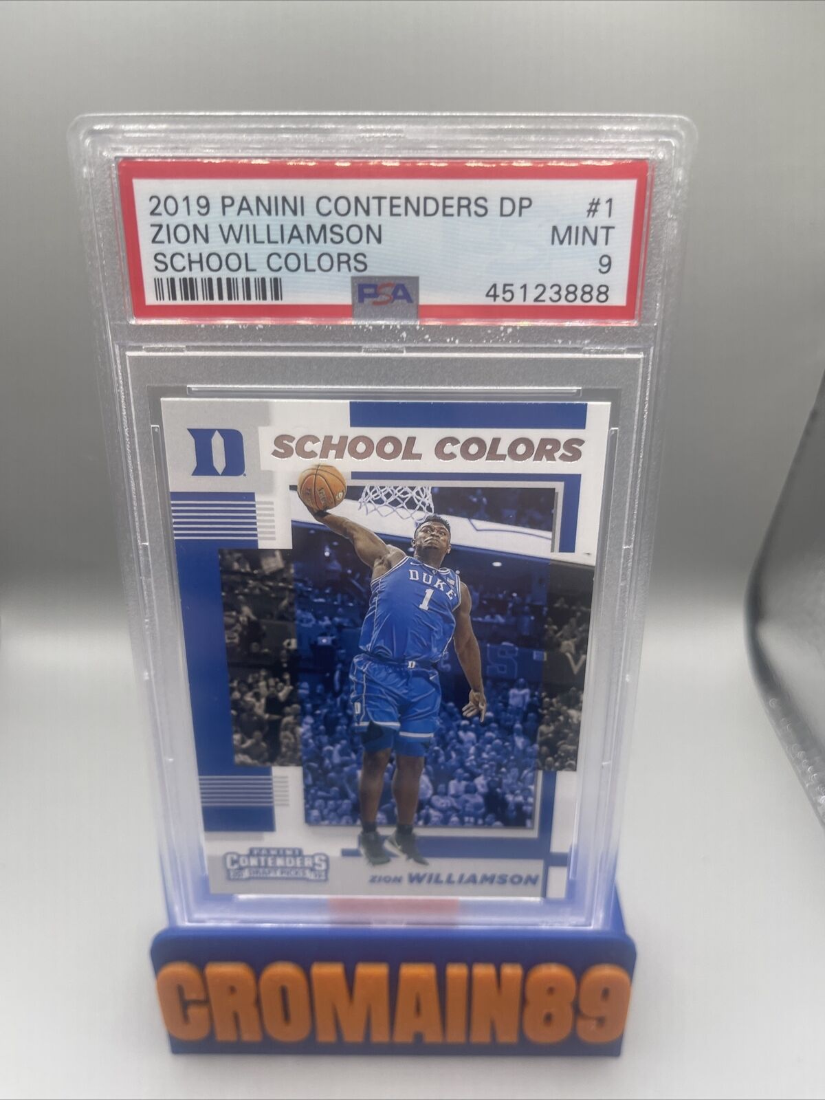 2019 Panini Contenders DP School Colors #1 Zion Williamson RC Rookie PSA 9 MINT