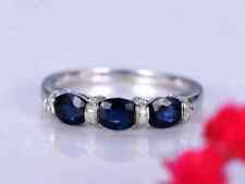 2Ct Oval Lab-Created Sapphire Half Eternity Wedding Ring 14K White Gold Plated