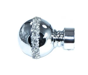 28 mm Chrom Diamant Streifen Metall Gardinenstange Enden Stangenenden Brandneu  - Bild 1 von 1