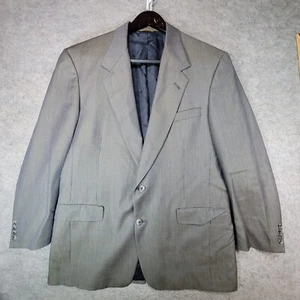 Hart Schaffner Marx Blazer Mens 42 L Gray Blue Two Buttons Wool - Picture 1 of 18