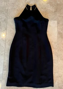 Jones New York BLACK, fully lined, Polyester Dress; Sz 6; Gold chains at neck - Picture 1 of 6