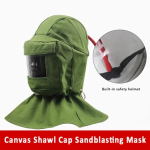 Canvas Shawl Cap Sandblasting Mask With Helmet 360° Anti Dust/Wind Upgraded Mask - Picture 1 of 12