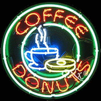 BRAND NEW “COFFEE DONUTS" 26x26x3 ROUND REAL NEON SIGN w/CUSTOM OPTIONS 11138