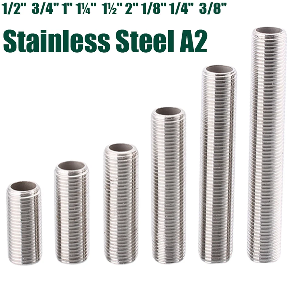 Threaded Hollow Tube Nipple Stainless Barrel Running Nipple Threaded Rod Fitting - Image 1 of 4