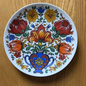 Vintage Reutter Porzellan Flower Floral Plate West Germany Vibrant Colors - Picture 1 of 9