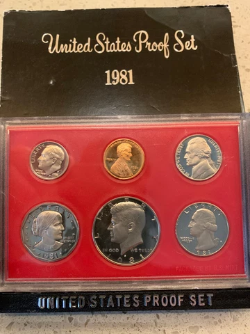 1981 S Proof Set Type 2 all Six COINS Bulbous Serif S Mark US Mint United States Cover