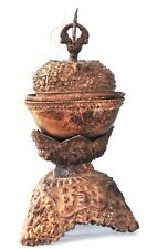 Ältere Schädelschale Kapala Dorjeverziert dreiteilig Bronzelegierung 27 cm Nepal