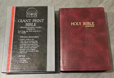 Giant Extra Large Type Print Bible KJV Burg Imitation Leather Dugan Red Letter - Image 1 of 4