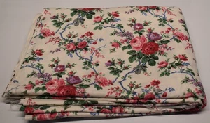 VIP CRANSTON vintage vine floral cotton fabric PINK PURPLE ROSES 132" X 44" - Picture 1 of 6