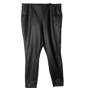 Womens Black Faux Leather Pull On Stretch Pants Size XL Casual Moto A New Day - Picture 1 of 11