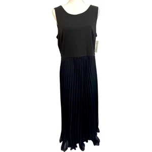 0155 NEW WOMEN'S BLACK PLEATED MAXI DRESS - Picture 1 of 12