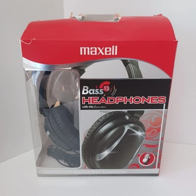 Maxell Lightweight Enhanced 40mm Bass Noise Isolating Headphones Black with Mic - Image 1 of 4