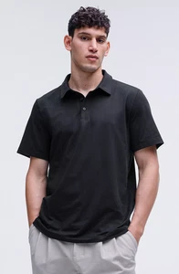Camisa Polo Lululemon Para Hombres Negra Suave Jersey Manga Corta Golf Rendimiento Mediana - Imagen 1 de 5
