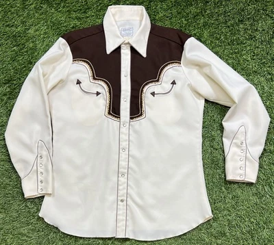 VTG H Bar C Ranchwear Western San Gabriel Pearl Snap Shirt 16.5 Rockabilly USA - Image 1 of 4