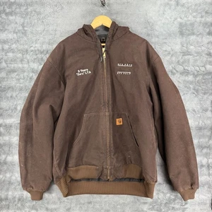Abrigo Chaqueta Carhartt J130 DKB Marrón Oscuro Lona con Capucha Talla XL ALTO BORDADO - Imagen 1 de 6