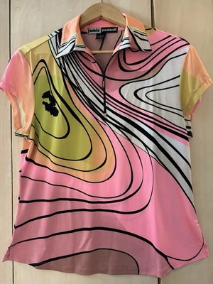 Женская рубашка для гольфа Jamie Sadock для взрослых, размер большой, короткий рукав, четверть молнии - Изображение 1 из 4