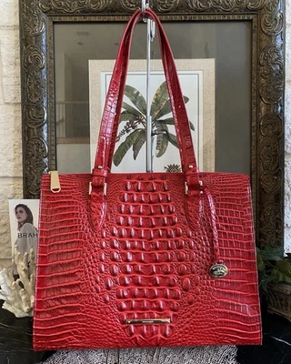 🚨🚨Brahmin CLAVEL ROJO MELBOURNE EN CUALQUIER LUGAR BOLSO GRANDE Foto 1 de 4