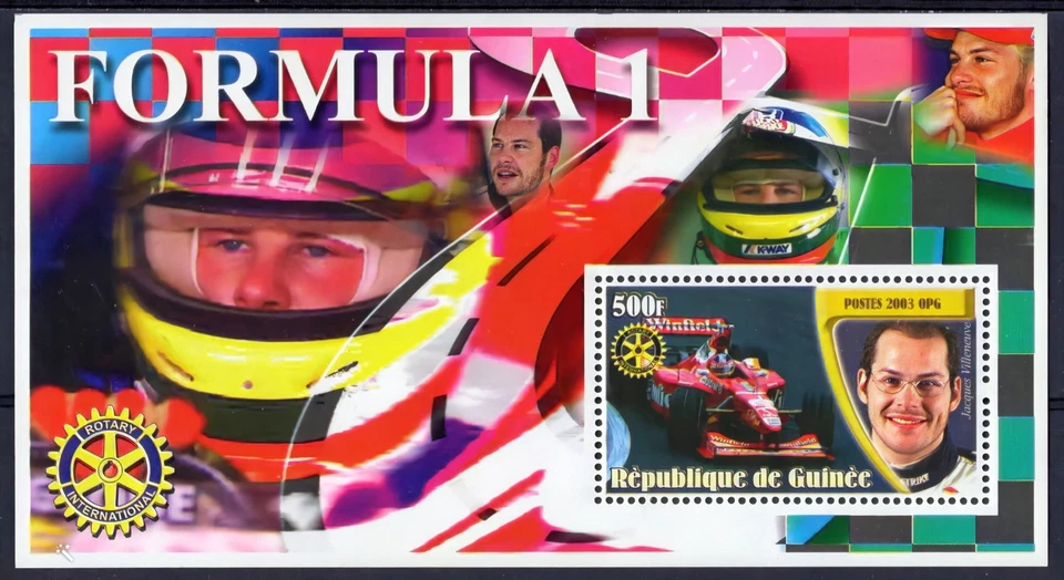 Guinea 2003 JACQUES VILLENEUVE CANADIAN FORMULA 1 RACING DRIVER/ROTARY S/S MNH - Imagem 1 de 1