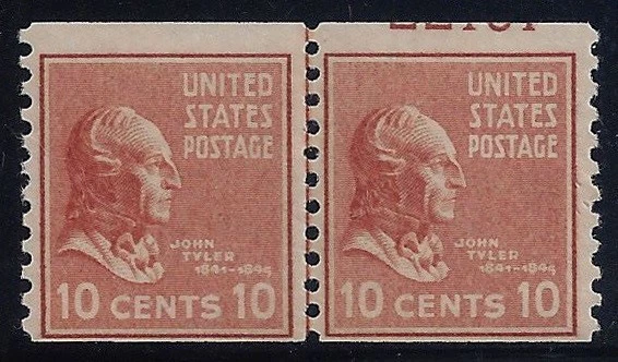 847 - 10c Scarce Miscut Error / EFO Presidential Series Coil L/P W/Pl#22101 MNH  - Image 1 of 1