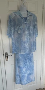 DELMOD ~ Powder Blue 3 Piece Skirt Suit ~ Size 20 - Picture 1 of 12