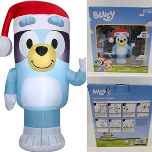 Bluey 3.5 Ft Light-Up Inflatable Santa Hat Holiday Christmas Yard Decor Gemmy - Picture 1 of 11