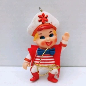 Vintage MCM Circus Ringmaster Christmas Ornament Flocked Blow Mold 4 Inches - Picture 1 of 5