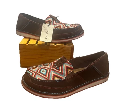 NWT Ariat Cruiser Shoes, Woman’s Size 9 Med- Brown Turquoise, Aztec Design - Image 1 of 4
