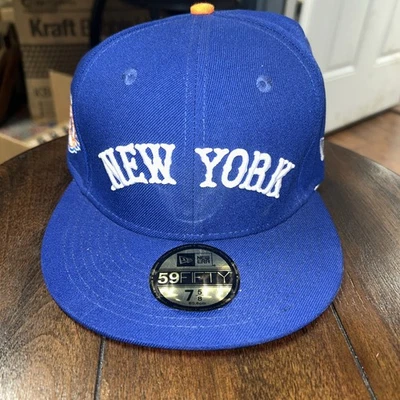 7 5/8 New York Mets BLUE 59FIFTY Fitted Hat 1903-2003 ANNIVERSARY 100TH - Image 1 of 4