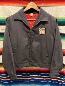 Vintage 60s Lee Chetopa Phillips 66 Faded Workwear Jacket Med 23x22 Mechanics - Picture 1 of 16