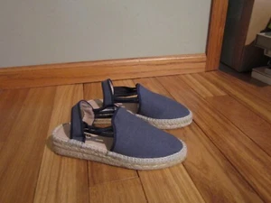 Sesto Meucci Damen Lino Slingback Canvas Espadrille Gr. 7 Navy Keilabsatz Kissen #S1 - Bild 1 von 7