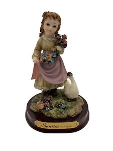 SANTINI ITALY STYLE GIRL FIGURINE WITH ROSE AND DUCK  6''