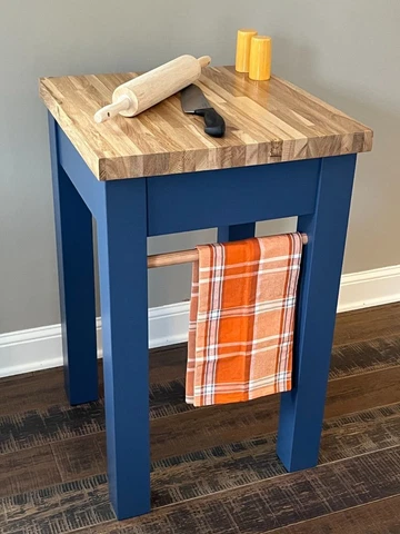 Brand New Custom Oak 30x19" Butcher Block Working Table; Blue; Local Pick Up Cover