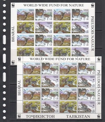 Goats WWF Wild Animals 2005 Tajikistan 4 v Full Set perf + IMPERF X 4 = 2 M/s - Image 1 of 2