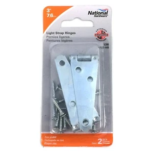 Bisagras de correa de luz de 3"" National Hardware, N127-449, V280, 2 piezas chapadas en zinc - Imagen 1 de 6
