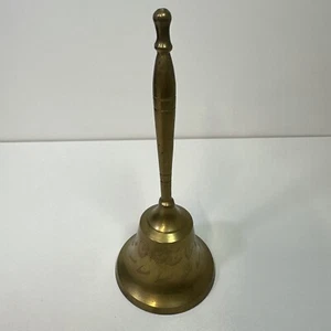Campana de cena vintage de latón macizo para escuela manual de 7" de alto 3” de ancho hecha en la India - Imagen 1 de 8