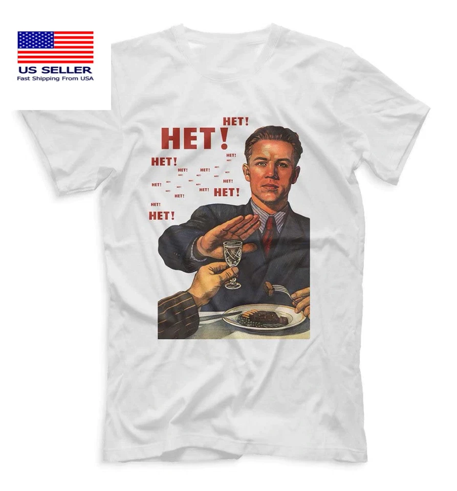 Camiseta de algodón estampada para hombre URSS Rusia propaganda soviética contra el alcohol  Foto 1 de 1