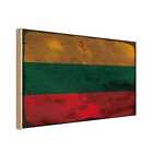 Holzschild Holzbild 30x40 cm Litauen Fahne Flagge Geschenk Deko