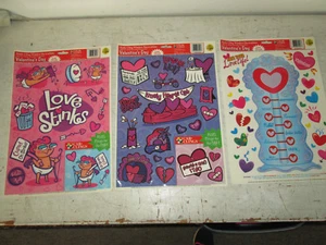 Lote de 3 Hojas Colores Adhesivos Ventana, Día de San Valentín, Nuevo con Etiquetas - Imagen 1 de 1