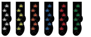 Foozys Cannabis Fun Men's Socks  2 Pairs Black with Random Colors-Fit Size 10-13 - Imagen 1 de 1