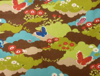 MODA FABRIC LUCKY DAY BY MM # 33291 COTTON  36" X 42" FLORAL AND BUTTERFLIES - Image 1 of 4