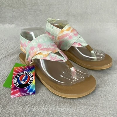 Sanuk Yoga Sling x Grateful Dead Women's Thong Sandal Size 6 Tie Dye NEW - Image 1 of 4