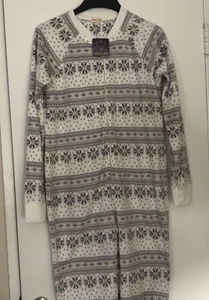 Cosmic Love Women's one-piece pajamas white-gray long sleeve NWT Zip size Large - Picture 1 of 17