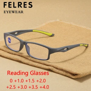Blue Light Blocking Square Sport Reading Glasses Men Women Presbyopic Readers - Picture 1 of 17
