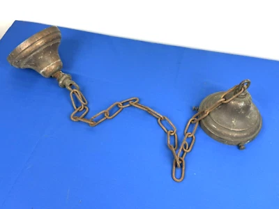 C.1920 Lámpara de latón SCHOOLHOUSE con dosel y tornillos de fijación, 41"L Foto 1 de 4