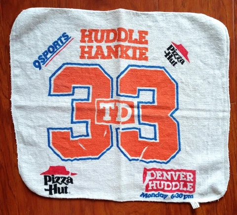Denver Broncos "Huddle Hankie TD 33" Towel, 9Sports, Pizza Hut, 100% Cotton Cover
