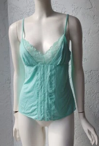 VTG Y2K Victoria's Secret Lace Trim Cami Adjustable Strap Mint Tank Size Medium  - Picture 1 of 6